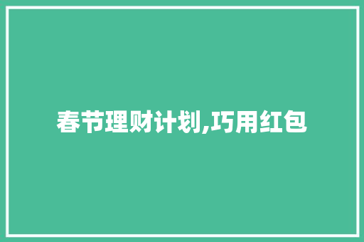 春节理财计划,巧用红包，开启财富之门