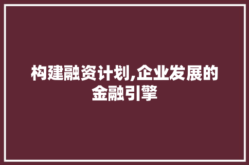 构建融资计划,企业发展的金融引擎