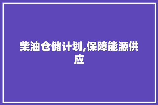 柴油仓储计划,保障能源供应，助力经济发展