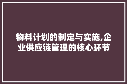 物料计划的制定与实施,企业供应链管理的核心环节