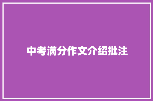 中考满分作文介绍批注