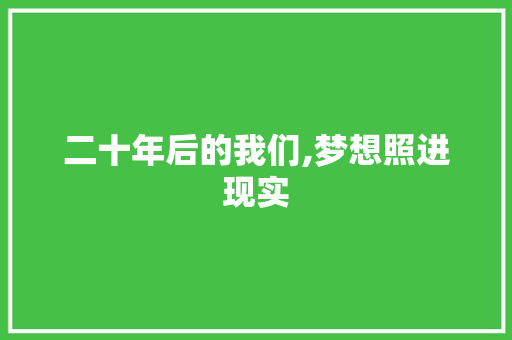 二十年后的我们,梦想照进现实，未来可期_二十年后的我们400字作文