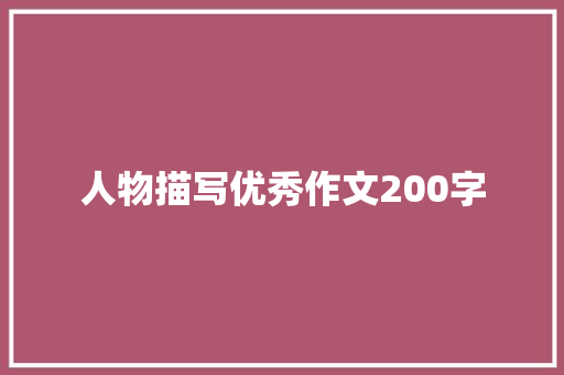 人物描写优秀作文200字