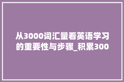 从3000词汇量看英语学习的重要性与步骤_积累3000词汇量