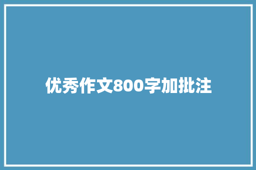 优秀作文800字加批注