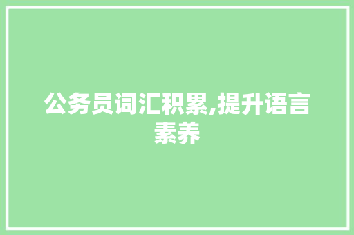 公务员词汇积累,提升语言素养，助力职场发展_公务员词汇积累书籍