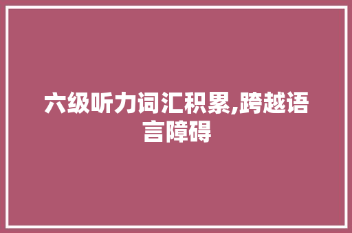 六级听力词汇积累,跨越语言障碍，开启英语学习新篇章_六级听力词汇积累