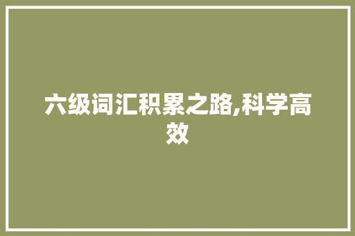 六级词汇积累之路,科学高效，步步为营_怎样积累六级词汇