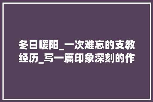 冬日暖阳_一次难忘的支教经历_写一篇印象深刻的作文450字