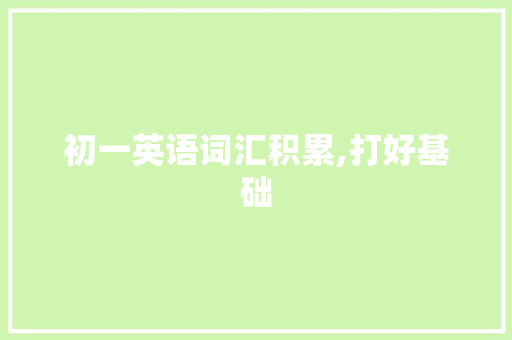 初一英语词汇积累,打好基础，迈向成功_初一积累什么英语词汇好