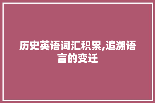 历史英语词汇积累,追溯语言的变迁，丰富你的语言宝库_历史英语词汇积累app