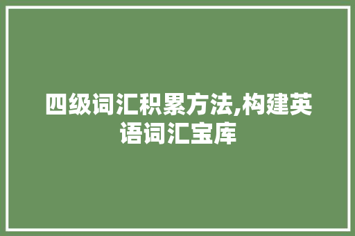 四级词汇积累方法,构建英语词汇宝库，助力英语学习_四级词汇积累方法电子版