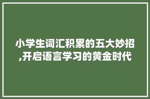 小学生词汇积累的五大妙招,开启语言学习的黄金时代_小学生积累词汇好办法