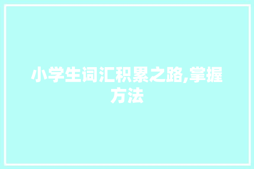 小学生词汇积累之路,掌握方法，快乐成长_小学生快速积累词汇量