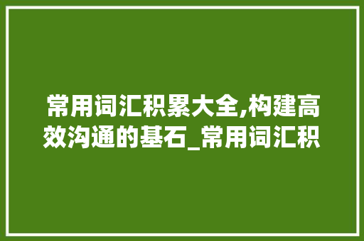 常用词汇积累大全,构建高效沟通的基石_常用词汇积累大全