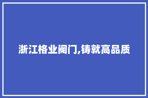 浙江格业阀门,铸就高品质，引领阀门行业发展_浙江格业阀门
