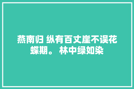 燕南归 纵有百丈崖不误花蝶期。 林中绿如染