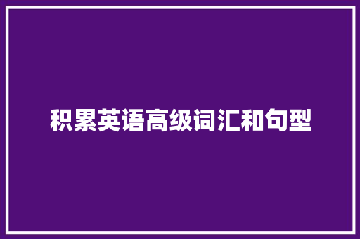 积累英语高级词汇和句型