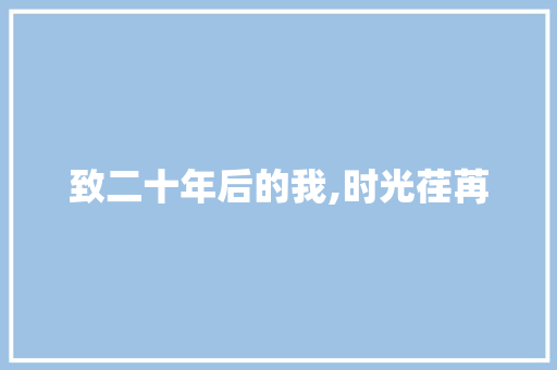 致二十年后的我,时光荏苒，愿你依旧初心不改_给20年后的自己的一封信