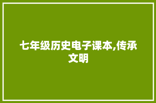 七年级历史电子课本,传承文明，启迪智慧