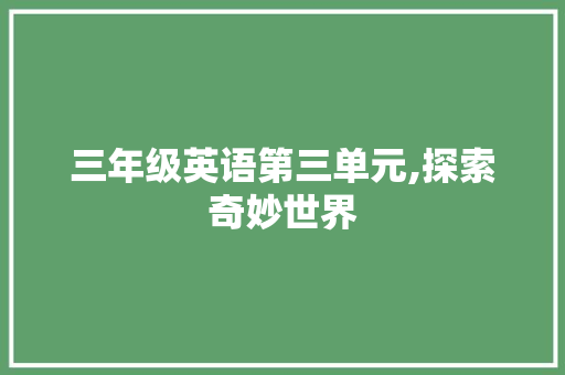 三年级英语第三单元,探索奇妙世界，快乐学习英语