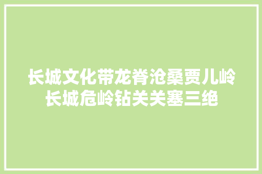 长城文化带龙脊沧桑贾儿岭长城危岭钻关关塞三绝