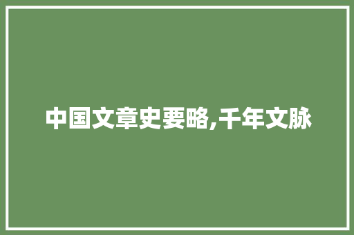 中国文章史要略,千年文脉，传承与创新