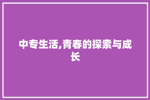 中专生活,青春的探索与成长