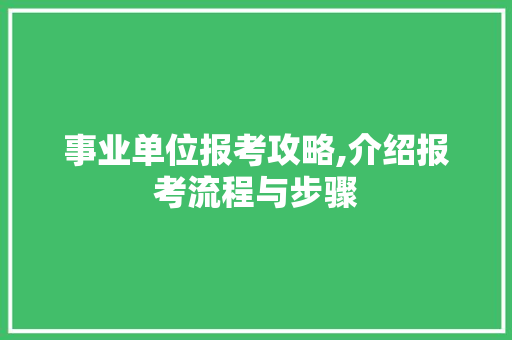 事业单位报考攻略,介绍报考流程与步骤