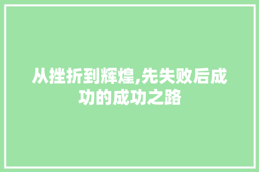 从挫折到辉煌,先失败后成功的成功之路