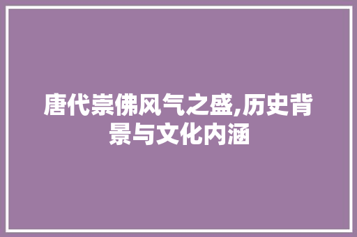 唐代崇佛风气之盛,历史背景与文化内涵