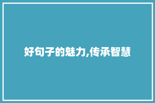 好句子的魅力,传承智慧，启迪心灵