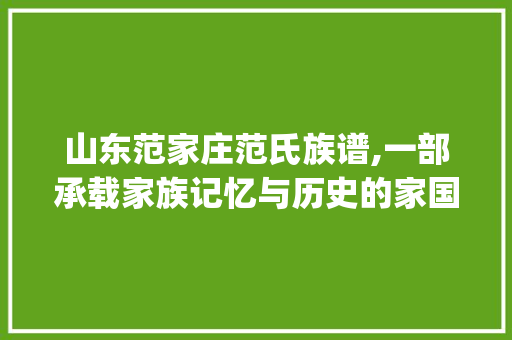 山东范家庄范氏族谱,一部承载家族记忆与历史的家国情怀_山东范家庄范氏族谱