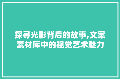 探寻光影背后的故事,文案素材库中的视觉艺术魅力