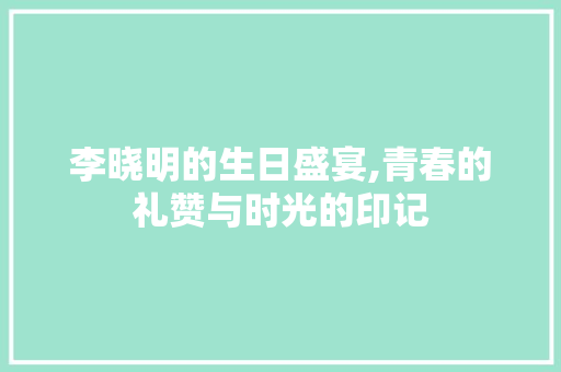 李晓明的生日盛宴,青春的礼赞与时光的印记