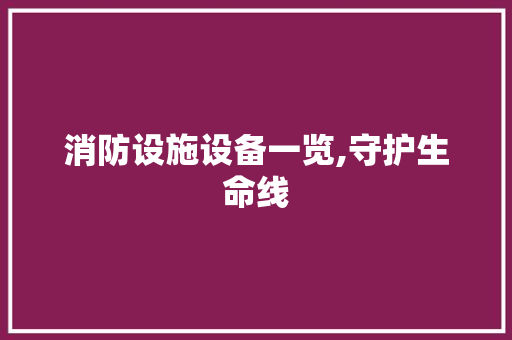 消防设施设备一览,守护生命线，筑牢安全防线