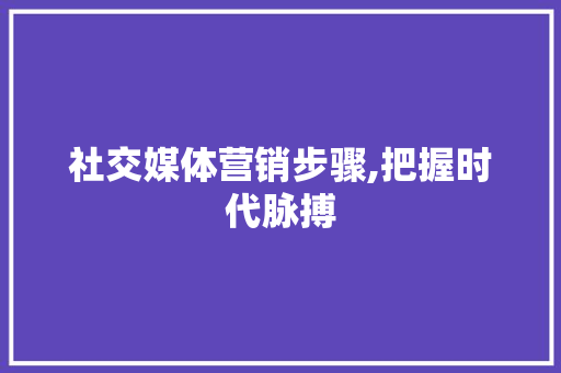 社交媒体营销步骤,把握时代脉搏，提升品牌影响力