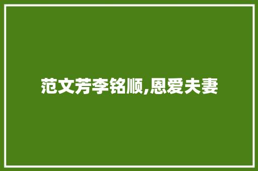 范文芳李铭顺,恩爱夫妻，幸福人生