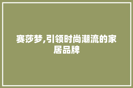 赛莎梦,引领时尚潮流的家居品牌