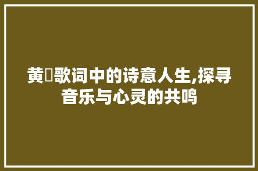 黄霑歌词中的诗意人生,探寻音乐与心灵的共鸣