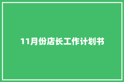 11月份店长工作计划书