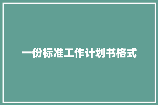 一份标准工作计划书格式