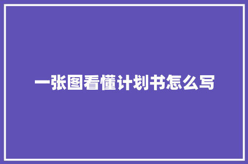 一张图看懂计划书怎么写