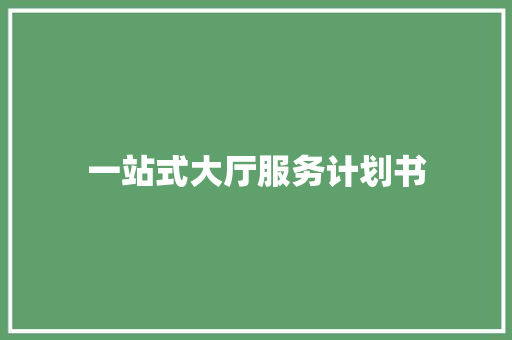 一站式大厅服务计划书