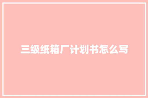 三级纸箱厂计划书怎么写