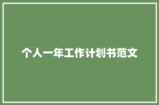 个人一年工作计划书范文