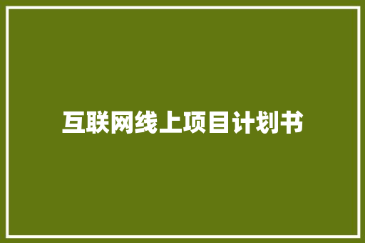 互联网线上项目计划书