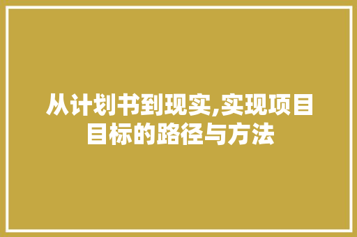 从计划书到现实,实现项目目标的路径与方法