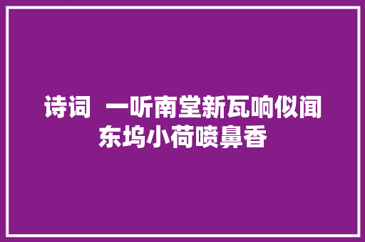 诗词  一听南堂新瓦响似闻东坞小荷喷鼻香