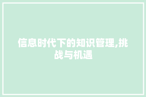 信息时代下的知识管理,挑战与机遇